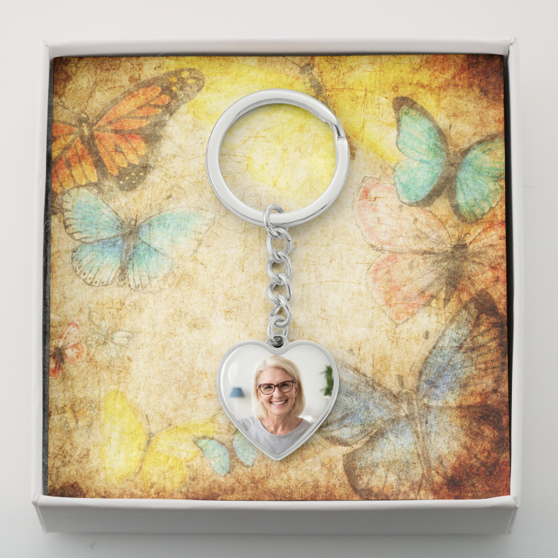 AuroraBellucci™ Memorial Photo Heart Keychain