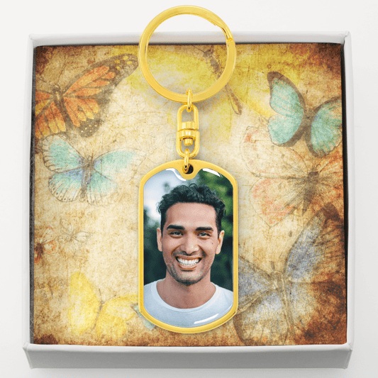 AuroraBellucci™ Memorial Photo Dog Tag Keychain