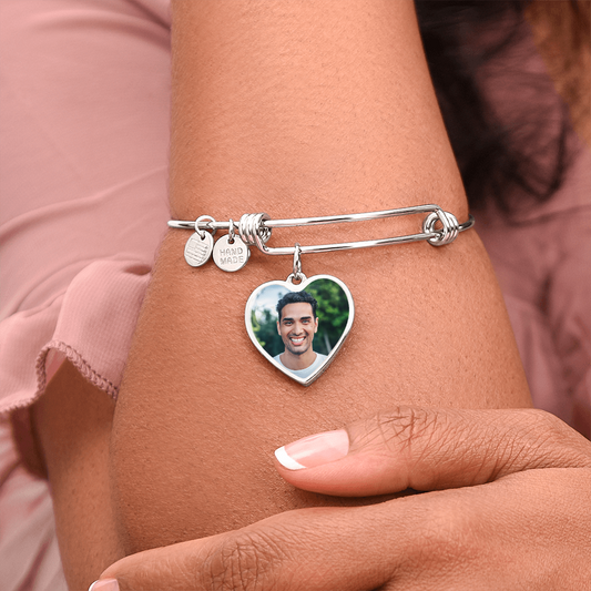 AuroraBellucci™ Memorial Photo Heart Bangle