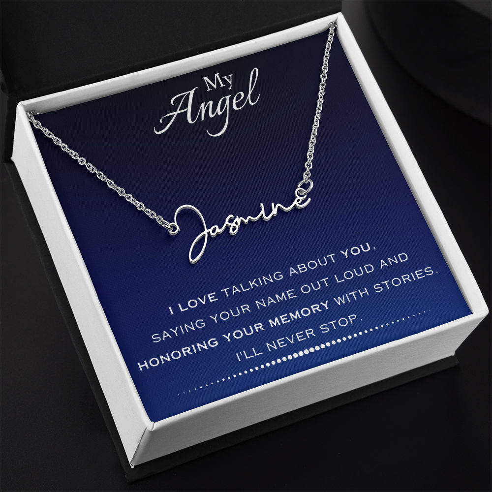 AuroraBellucci™ Memorial Signature Style Name Necklace