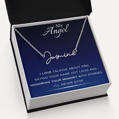 AuroraBellucci™ Memorial Signature Style Name Necklace