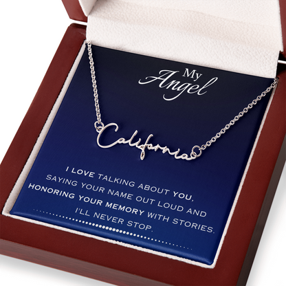 AuroraBellucci™ Memorial Signature Style Name Necklace