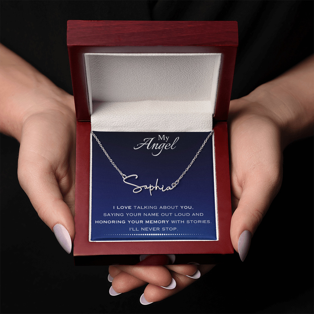 AuroraBellucci™ Memorial Signature Style Name Necklace