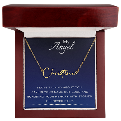 AuroraBellucci™ Memorial Signature Style Name Necklace
