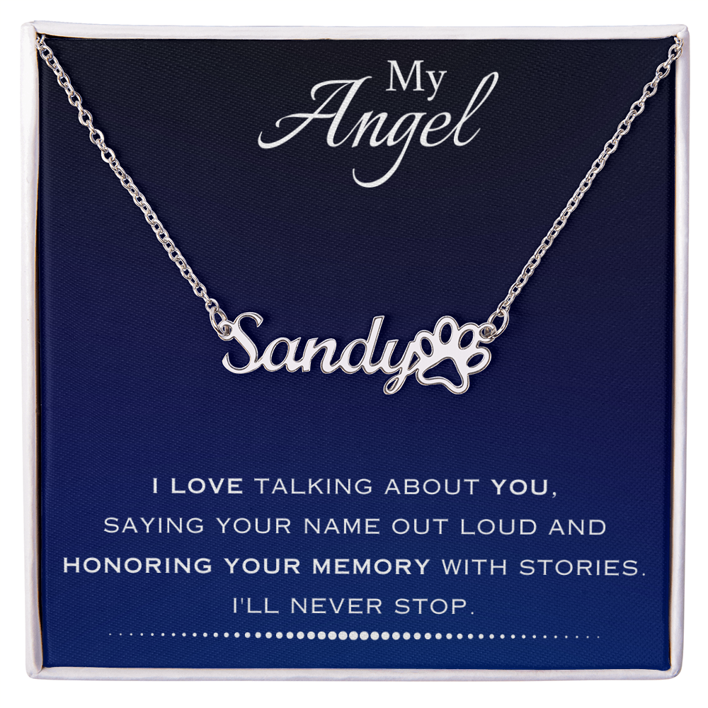 AuroraBellucci™ Memorial Paw Print Name Necklace
