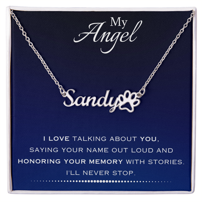 AuroraBellucci™ Memorial Paw Print Name Necklace
