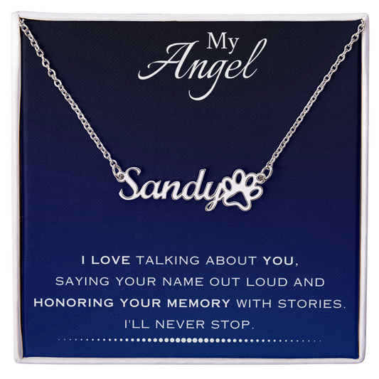 AuroraBellucci™ Memorial Paw Print Name Necklace