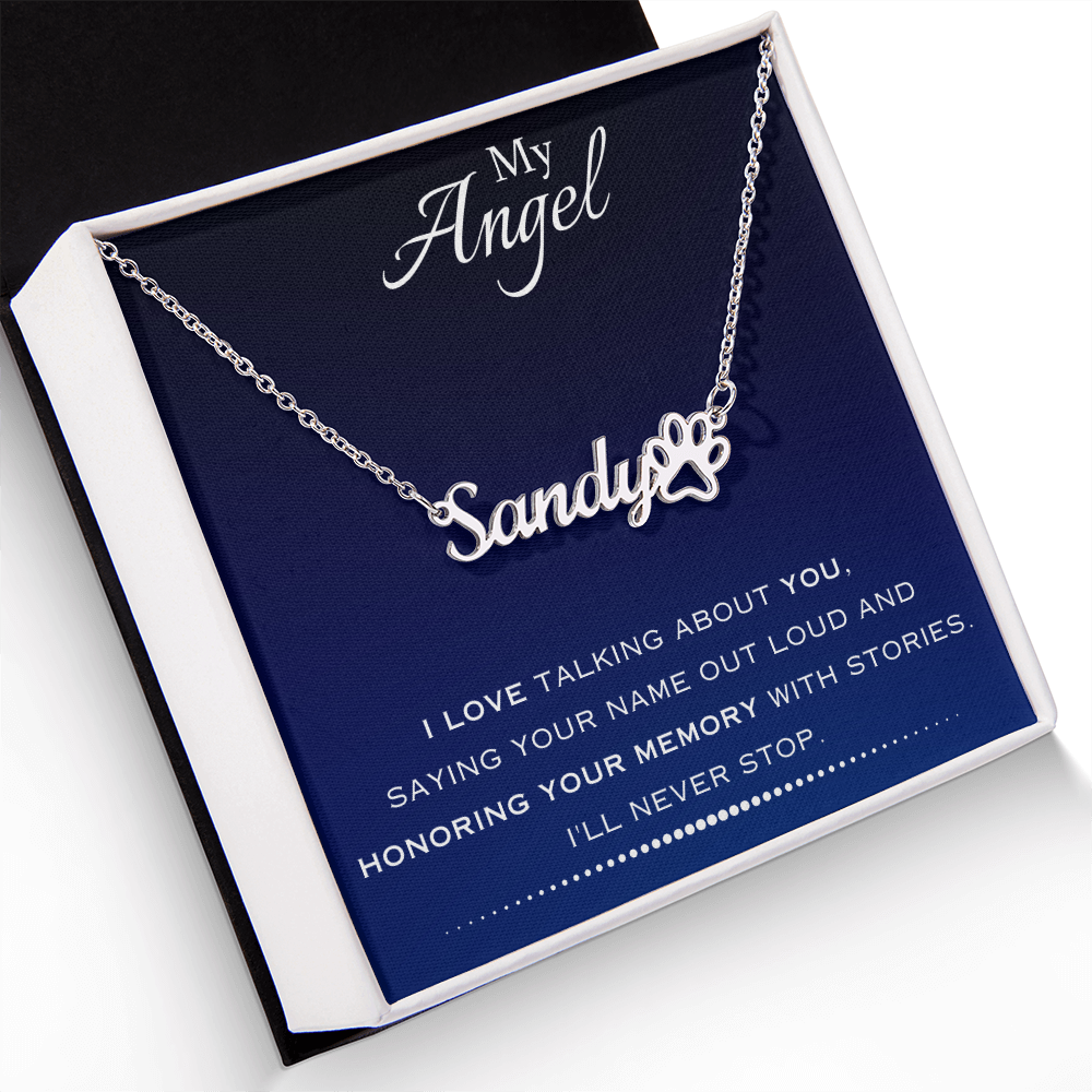 AuroraBellucci™ Memorial Paw Print Name Necklace