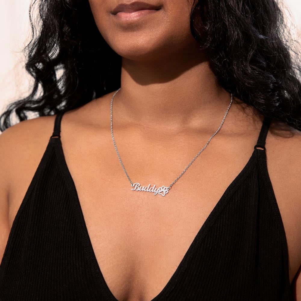 AuroraBellucci™ Memorial Paw Print Name Necklace