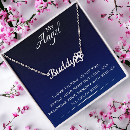 AuroraBellucci™ Memorial Paw Print Name Necklace