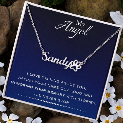AuroraBellucci™ Memorial Paw Print Name Necklace
