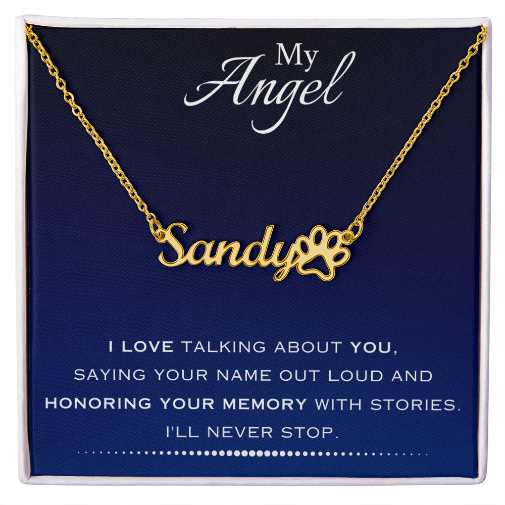 AuroraBellucci™ Memorial Paw Print Name Necklace