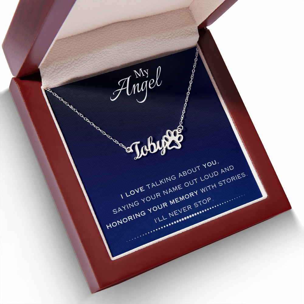 AuroraBellucci™ Memorial Paw Print Name Necklace