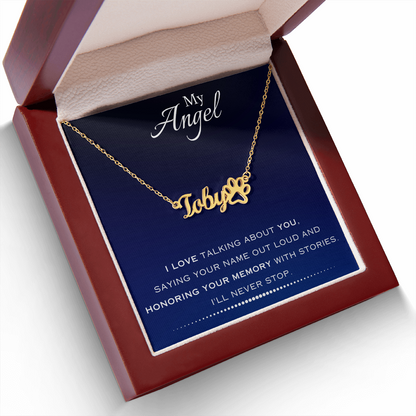 AuroraBellucci™ Memorial Paw Print Name Necklace