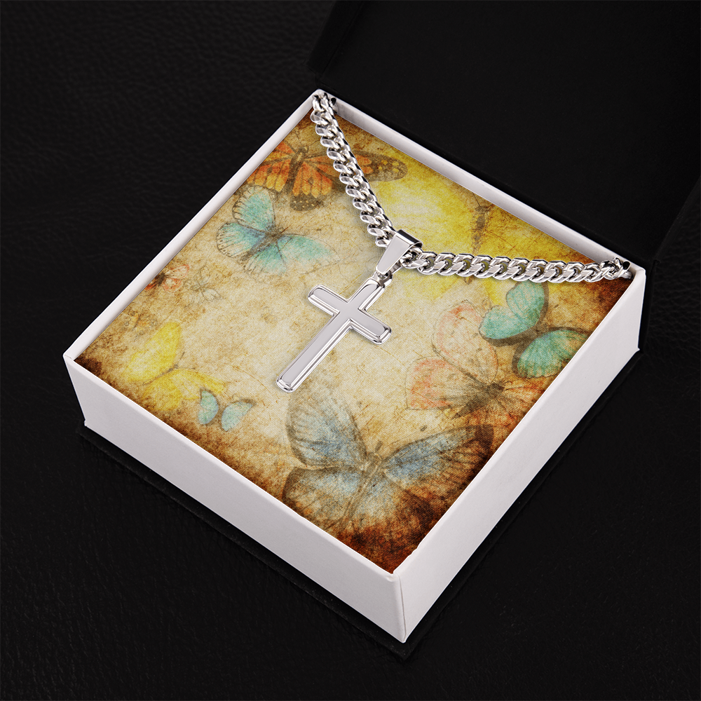 AuroraBellucci™ Memorial Cross Cuban Link Necklace