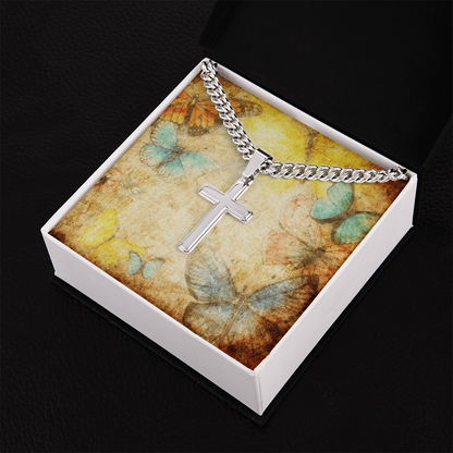 AuroraBellucci™ Memorial Cross Cuban Link Necklace