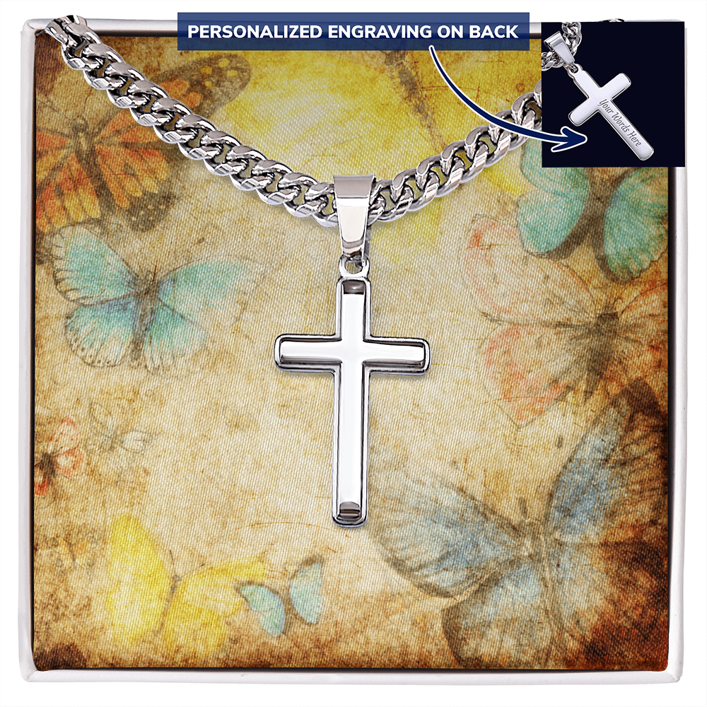 AuroraBellucci™ Memorial Cross Cuban Link Necklace