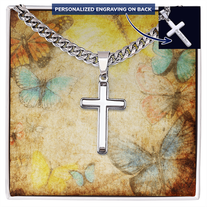AuroraBellucci™ Memorial Cross Cuban Link Necklace