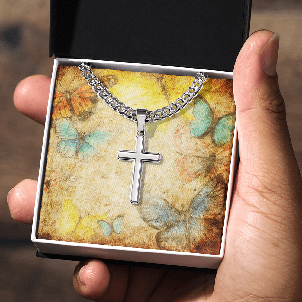 AuroraBellucci™ Memorial Cross Cuban Link Necklace