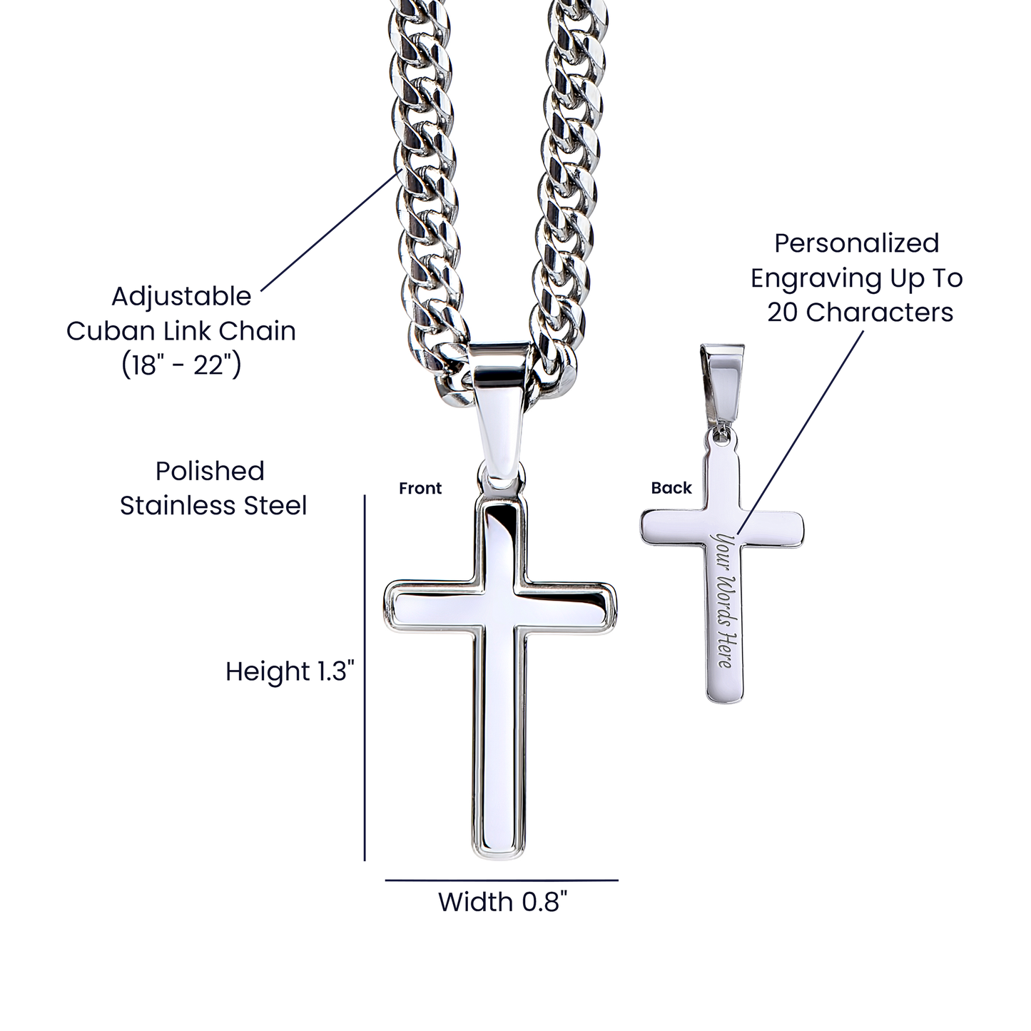 AuroraBellucci™ Memorial Cross Cuban Link Necklace
