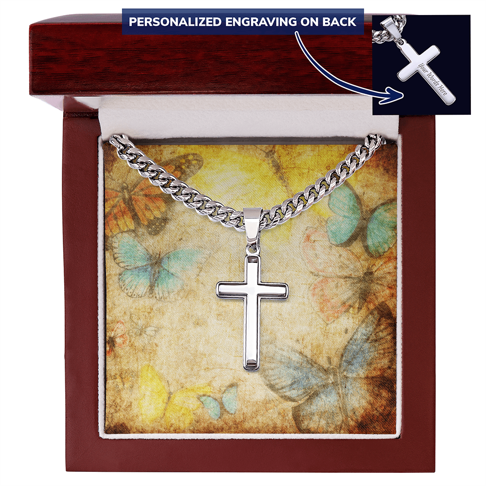 AuroraBellucci™ Memorial Cross Cuban Link Necklace