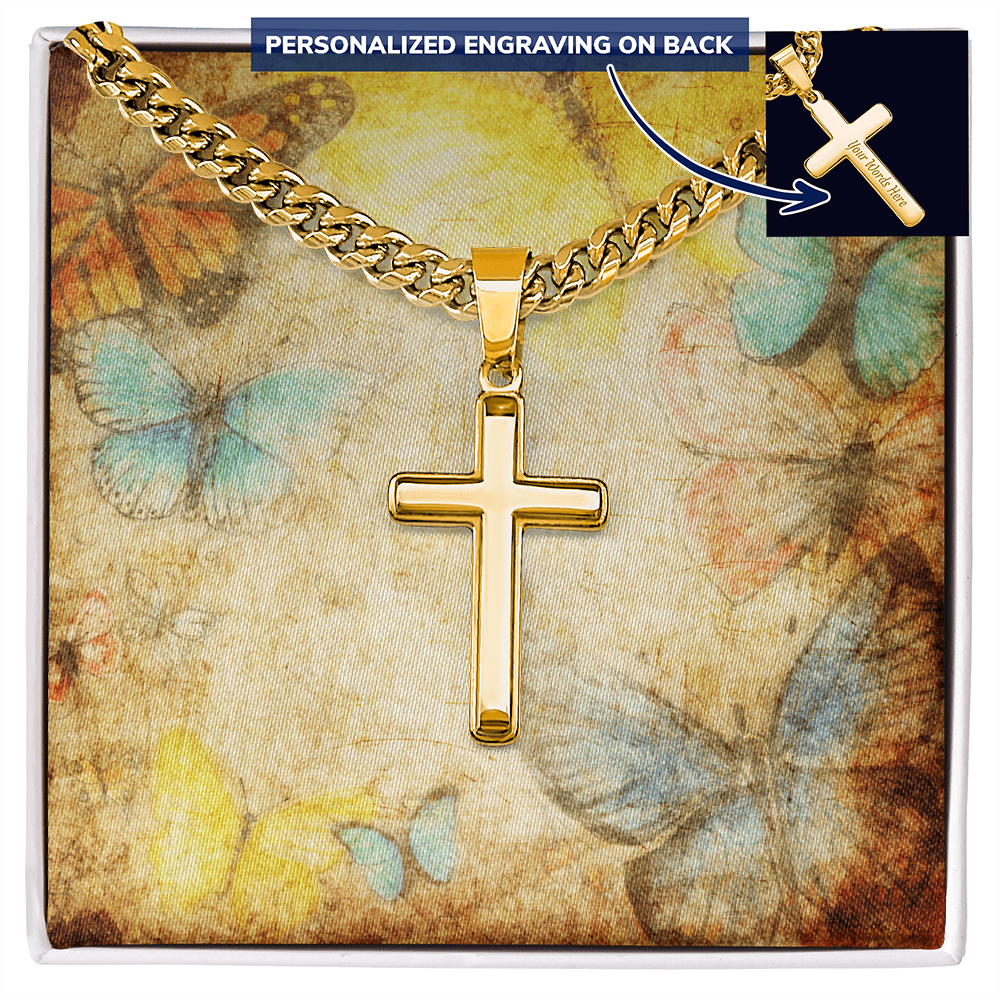 AuroraBellucci™ Memorial Cross Cuban Link Necklace