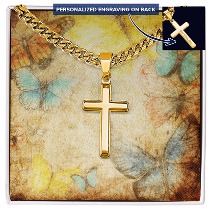 AuroraBellucci™ Memorial Cross Cuban Link Necklace