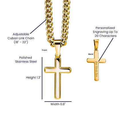 AuroraBellucci™ Memorial Cross Cuban Link Necklace