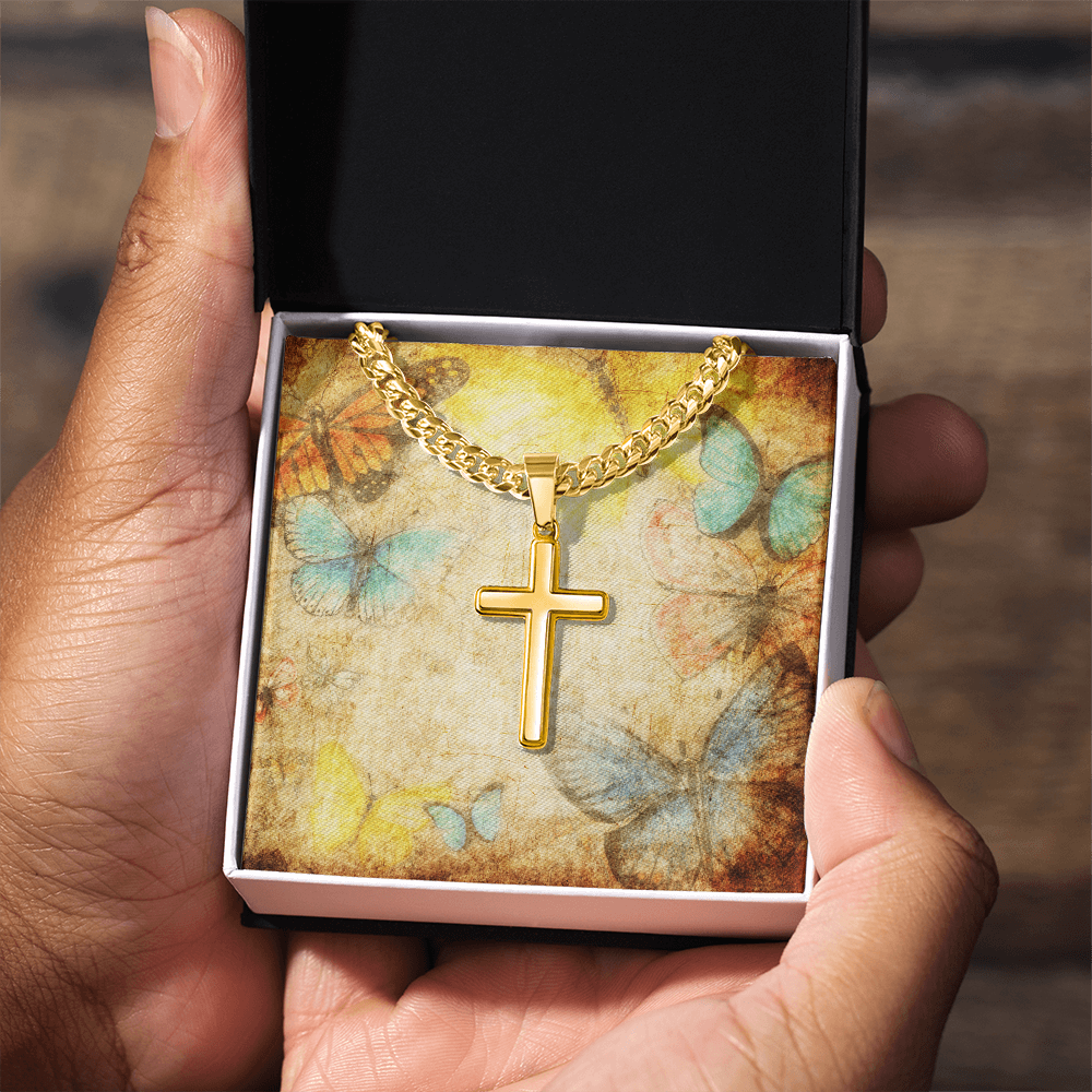 AuroraBellucci™ Memorial Cross Cuban Link Necklace