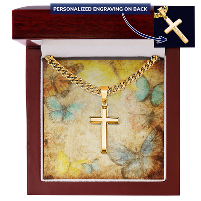 AuroraBellucci™ Memorial Cross Cuban Link Necklace