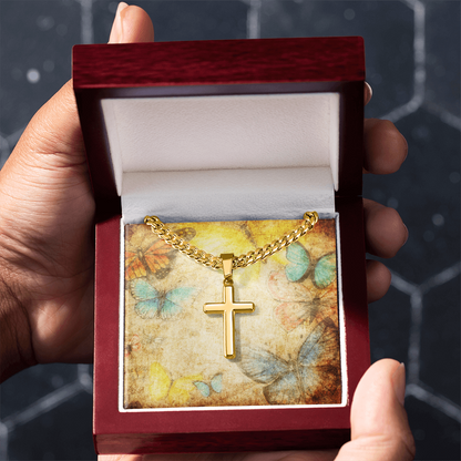 AuroraBellucci™ Memorial Cross Cuban Link Necklace