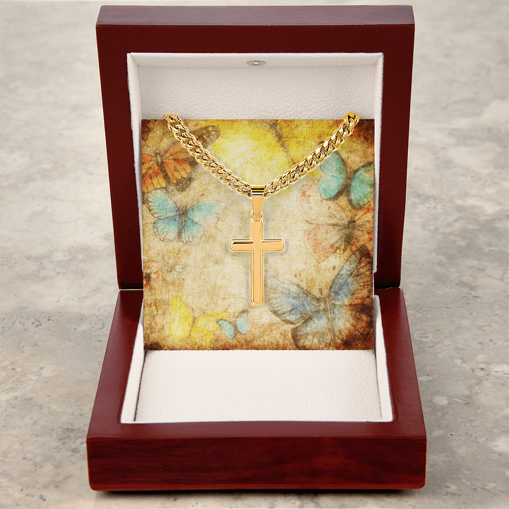 AuroraBellucci™ Memorial Cross Cuban Link Necklace