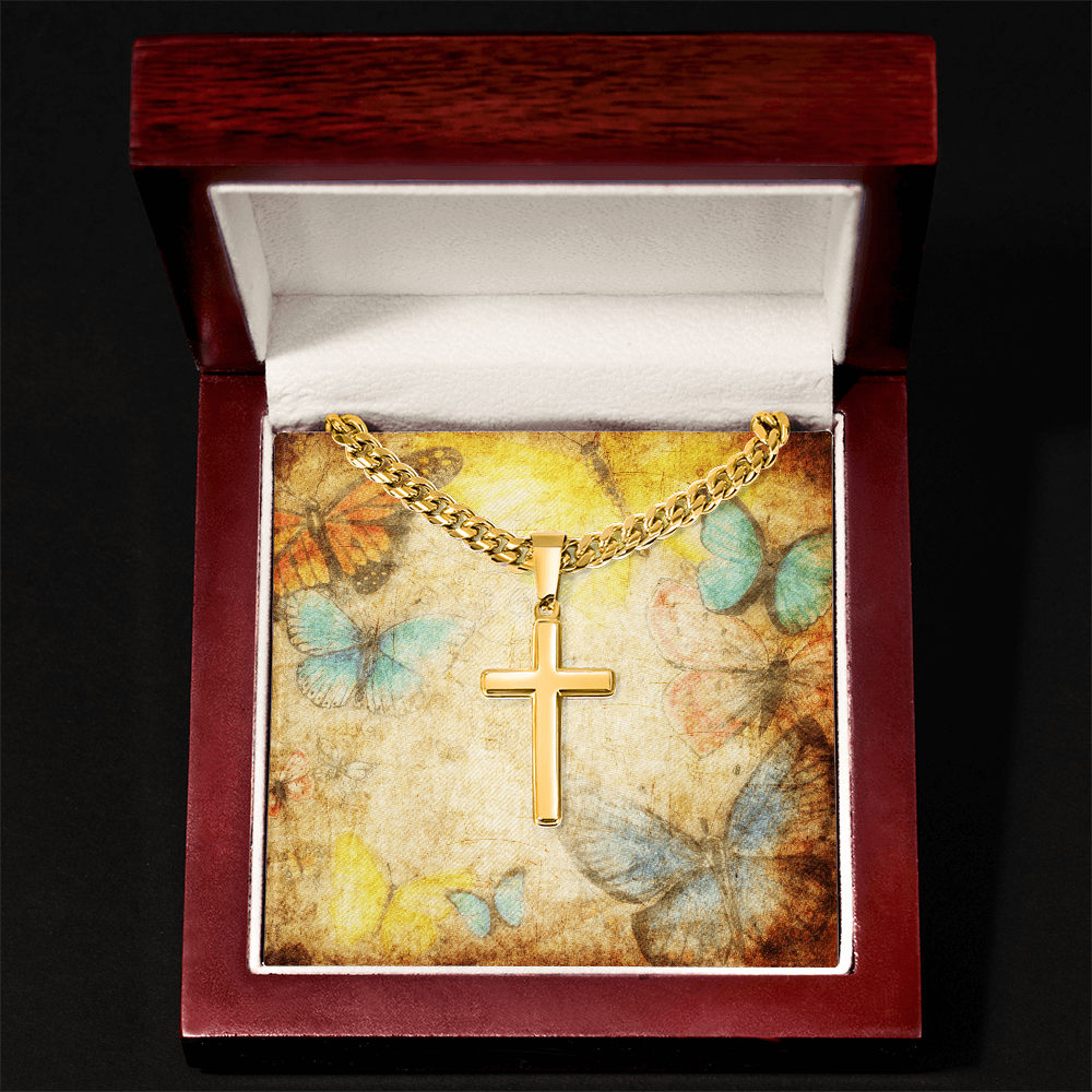 AuroraBellucci™ Memorial Cross Cuban Link Necklace